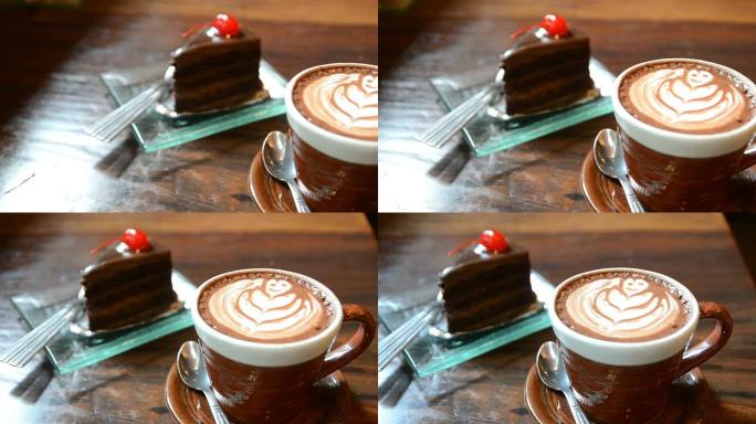 高清: 巧克力蛋糕咖啡艺术