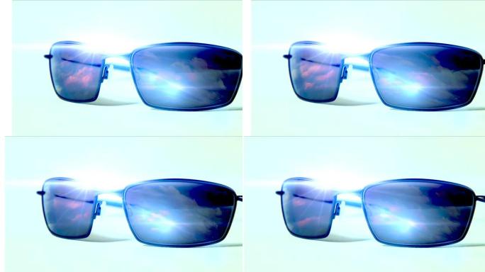 太阳镜和天空。高清