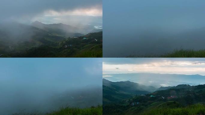 闪电风暴流动云草原牧场山体