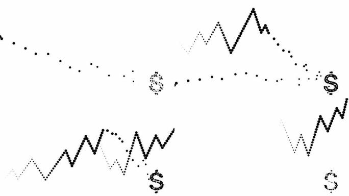 积极/持续趋势图-密集、美元图标、纯黑点（过渡）