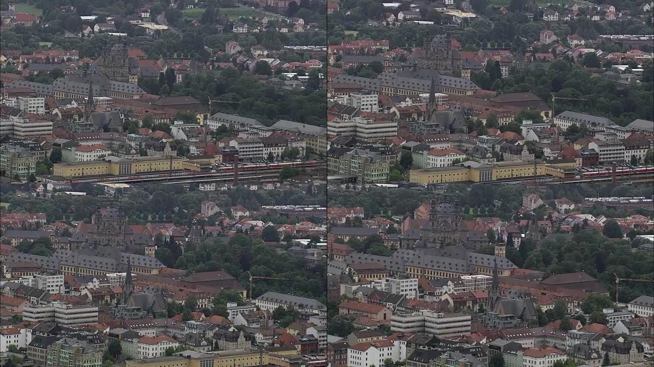 富尔达-鸟瞰图-黑森，Regierungsbezirk Kassel，直升机拍摄，航空视频，cine