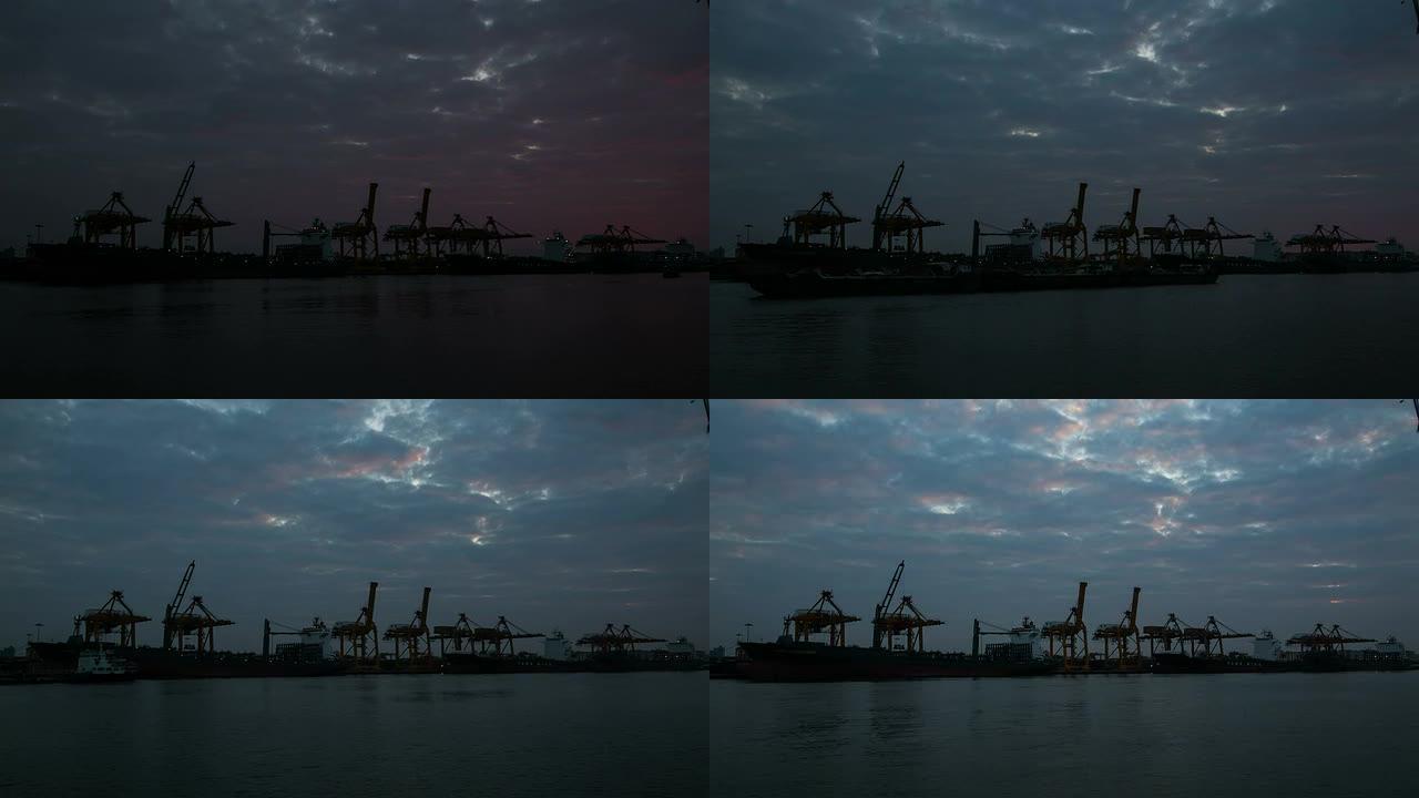 泰国的航运港口。海运码头港口轮船外贸易运