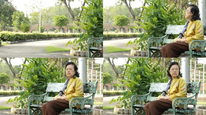亚洲老妇人感到孤独