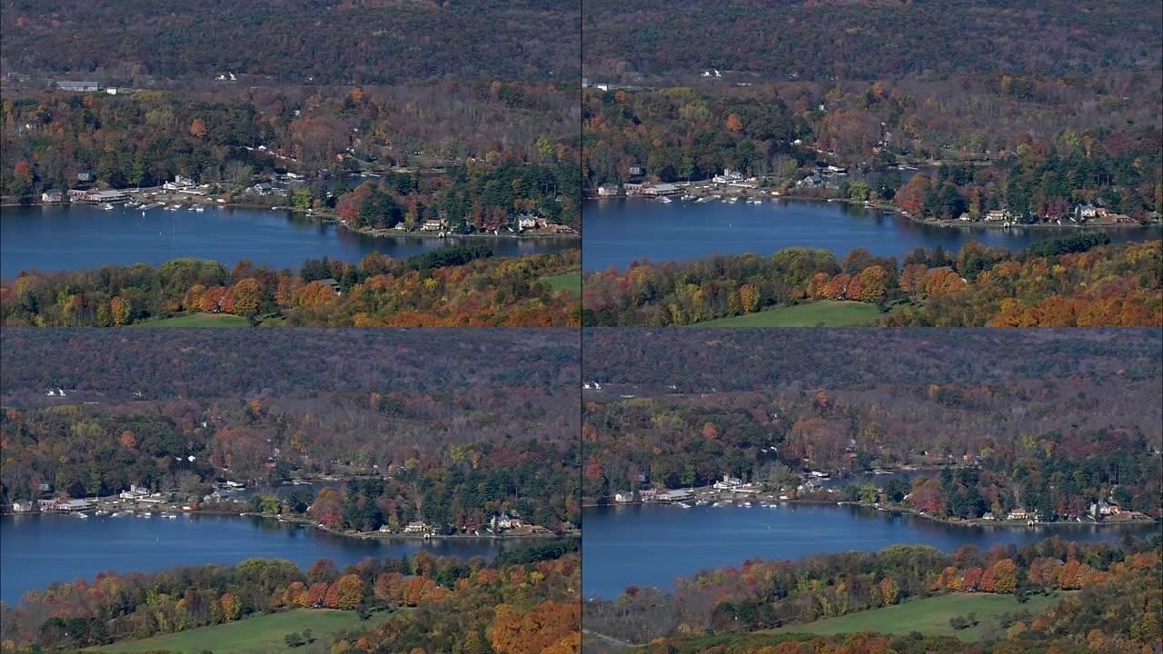 班坦湖-鸟瞰图-康涅狄格州，利奇菲尔德县，美国