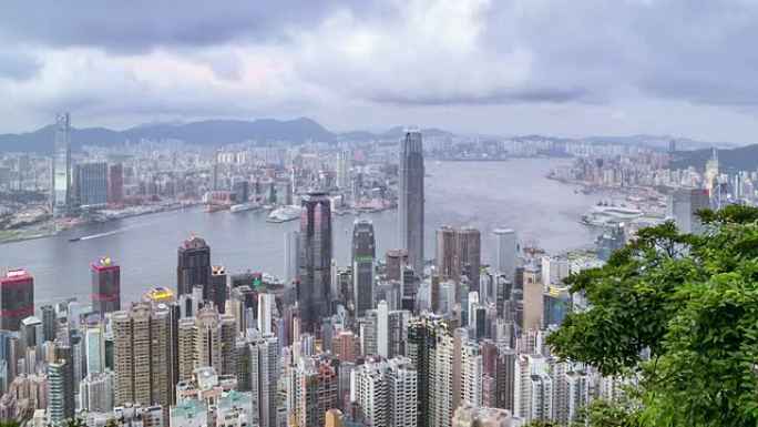 黄昏香港城市景观