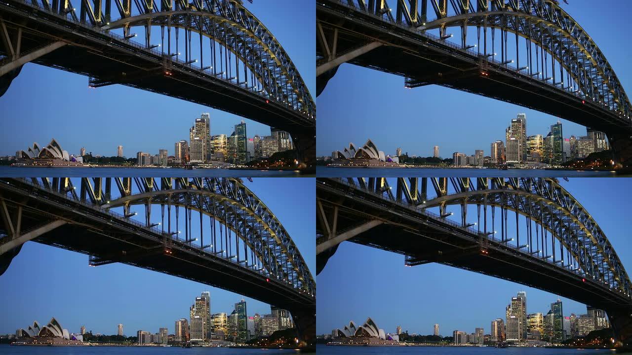 悉尼海港大桥和歌剧院日落