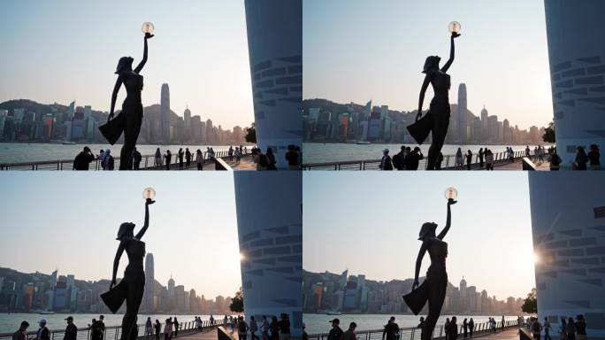 4K正版-香港维多利亚港星光大道雕像02