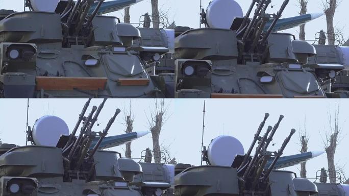 自行防空武器特写实拍导弹车