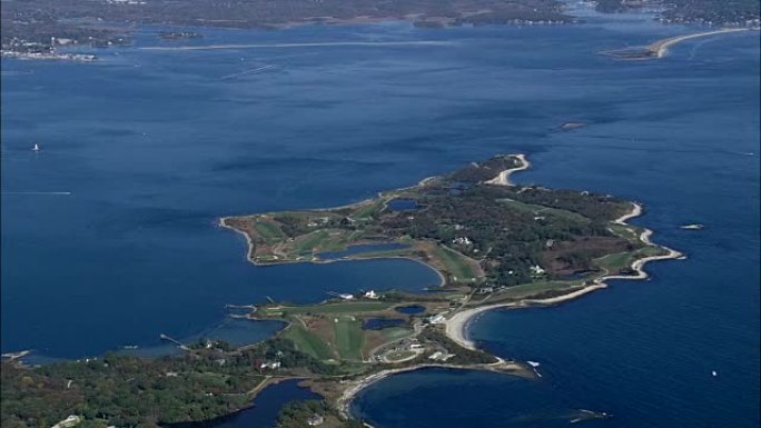 渔民岛俱乐部高尔夫球场-鸟瞰图-纽约，萨福克县，美国