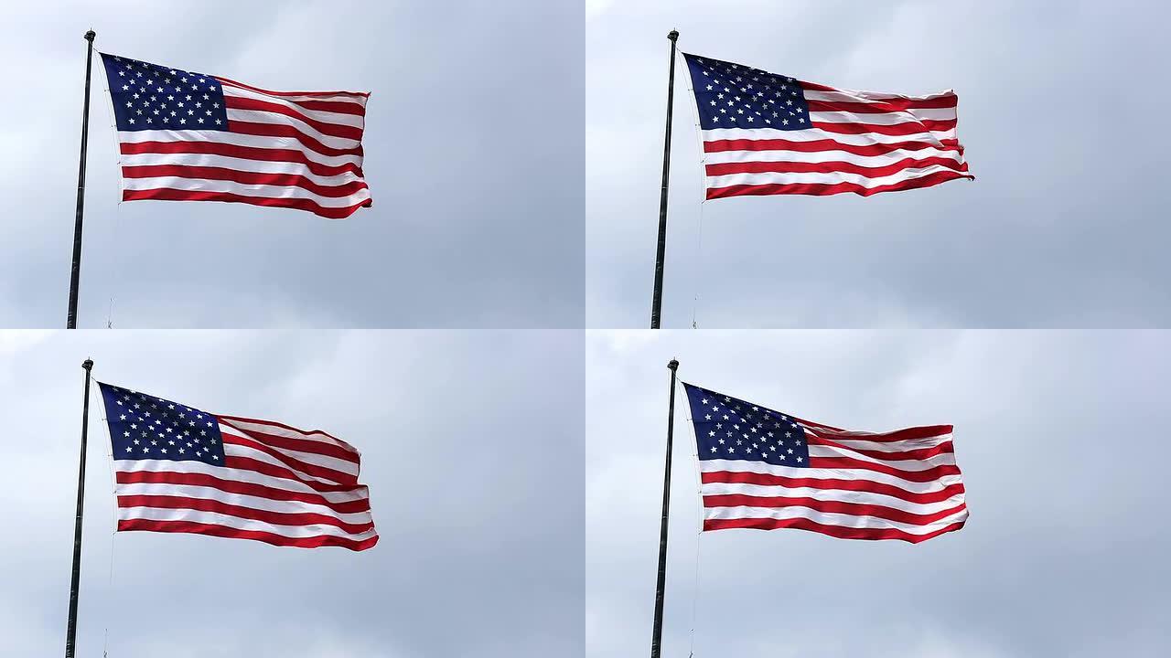 高清: 美国国旗在风中飘扬