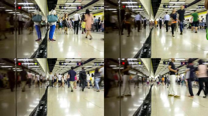 高清时差：香港旅客拥挤的地铁车站
