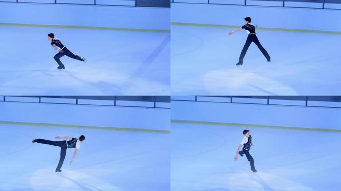 SLO MO TS男花样滑冰运动员跳跃