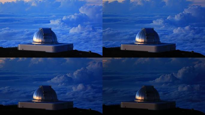 周三上午观测台山顶云海日转夜延时