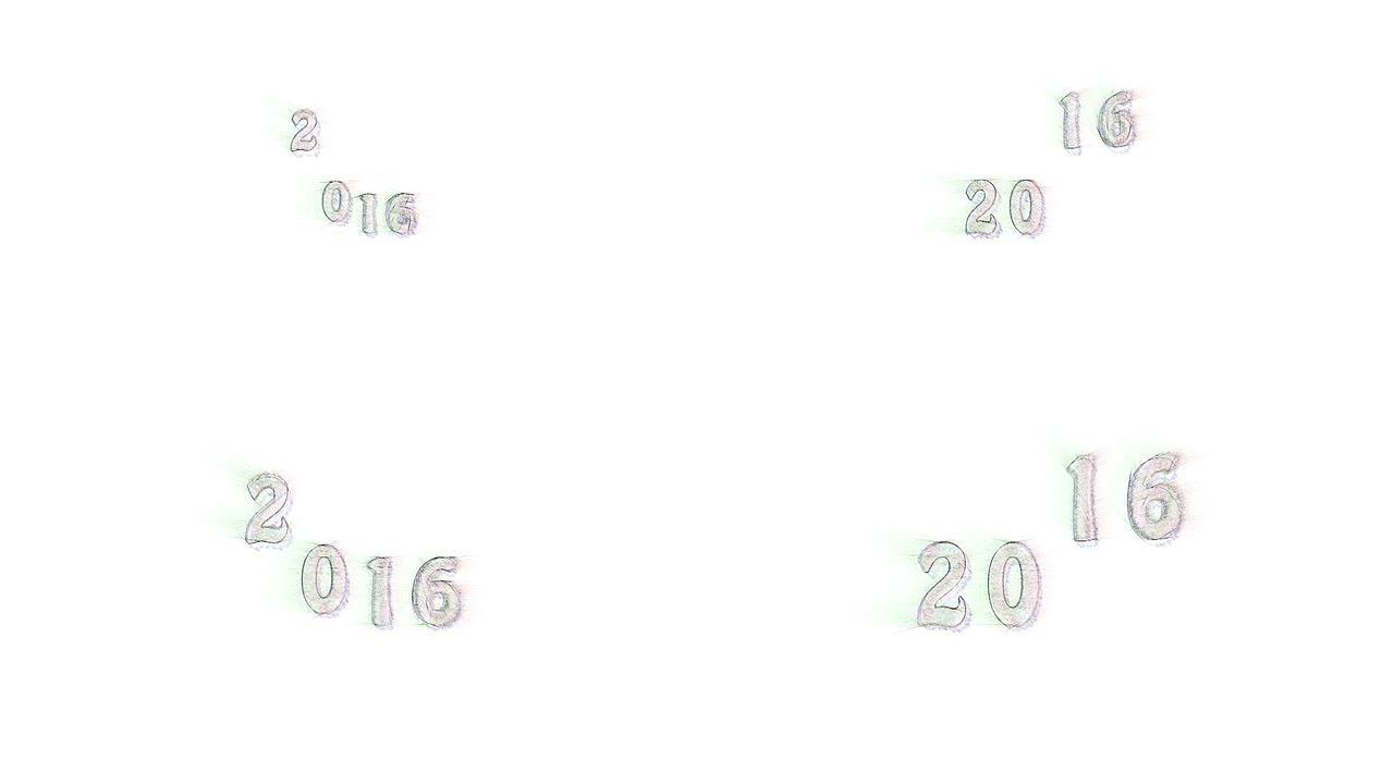 文字跳跃2016横幅彩色铅笔书写新年有声