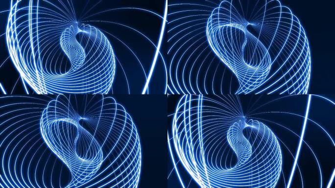 抽象蓝线抽象粒子扭曲动态波浪线条