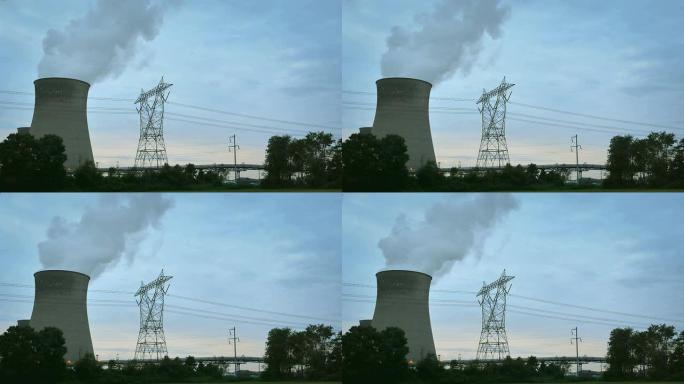 核动力高清烟囱污染废气排放核电站化工火电