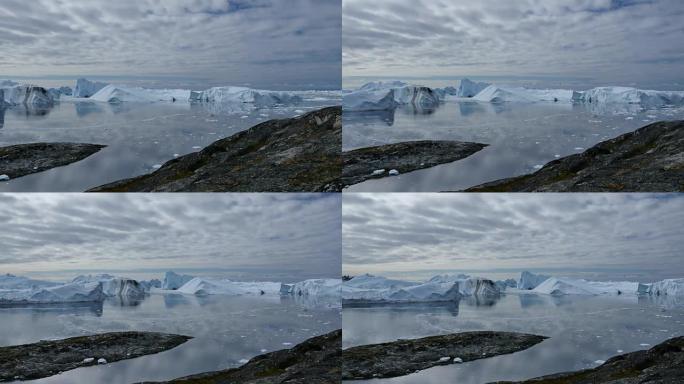 冰峡湾全景岩石，从右向左平移