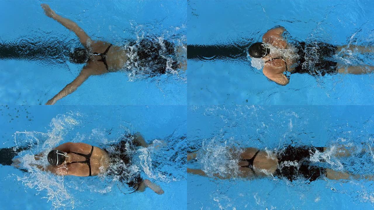 高清超慢动作: 女子游泳蛙泳