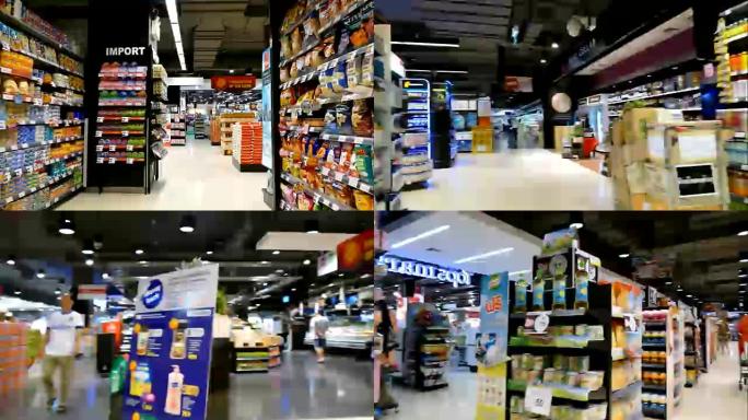 超市中的延时商城购物超市采购购物中心