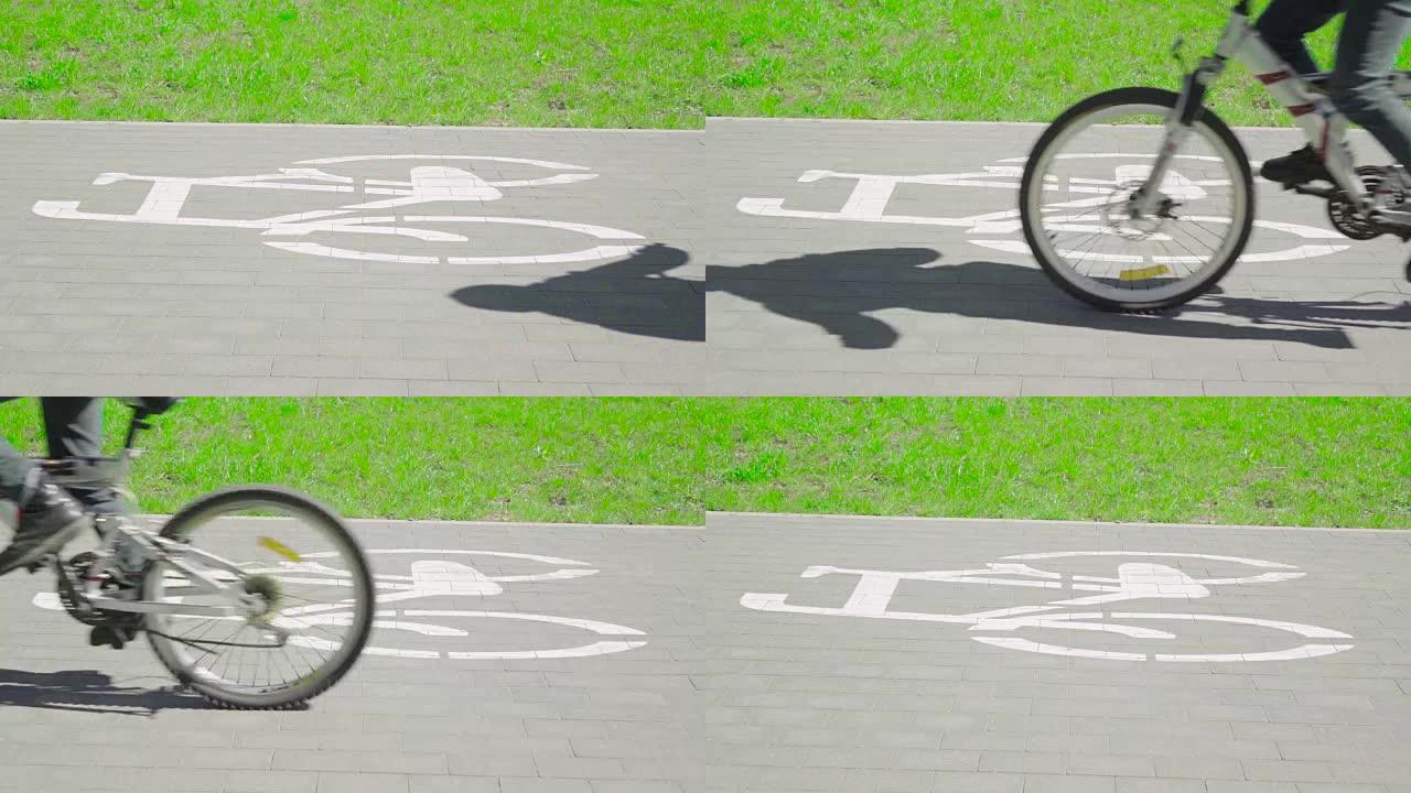 慢动作: 自行车路线上的自行车