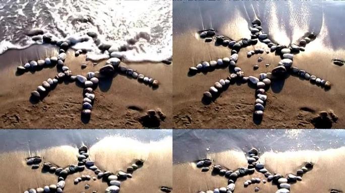 海滩上的艺术阳光旅游宣传片实拍素材浪花沙