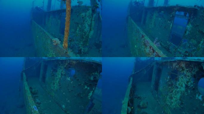 Boga Shipwreck海底,库布,巴厘岛,印度尼西亚 (4K)