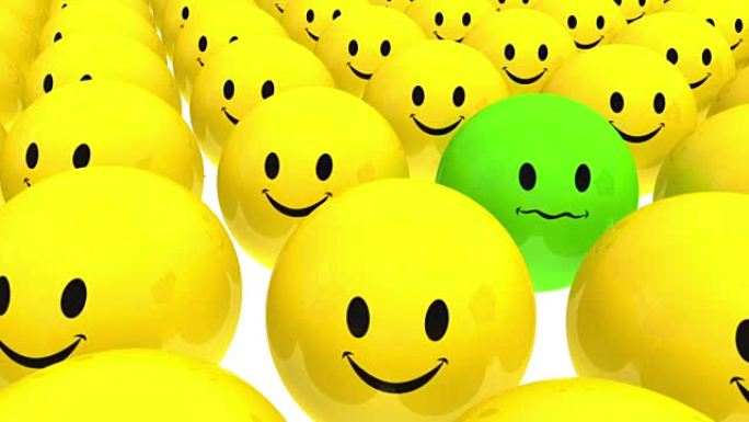 带有笑脸的彩球代表了独特性和群体，情感和不同的感觉