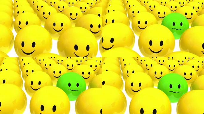 带有笑脸的彩球代表了独特性和群体，情感和不同的感觉