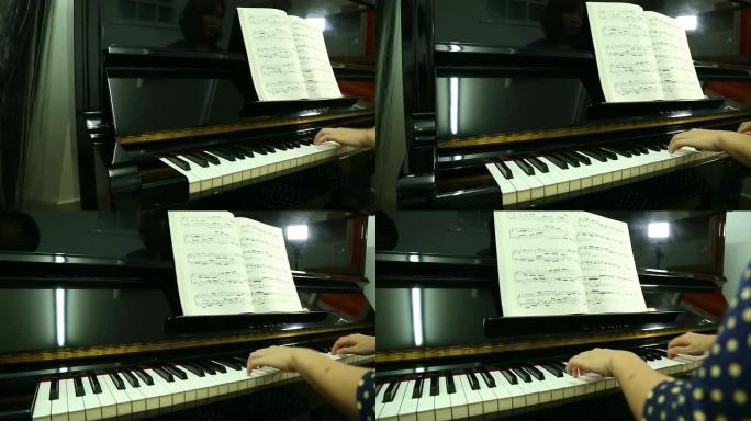 演奏音乐的钢琴家兴趣爱好特写镜头练习弹奏