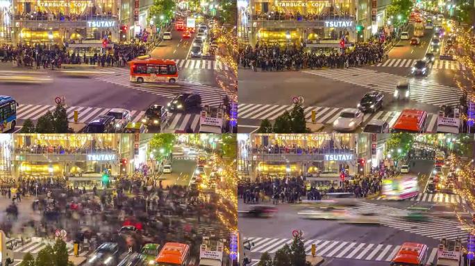 涩谷十字路口俯视图的时间流逝