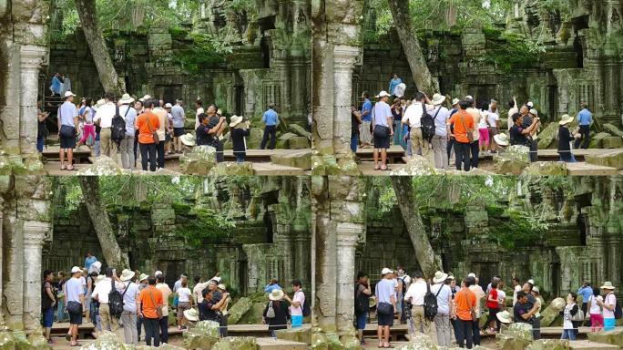 游客参观了柬埔寨吴哥塔普伦寺