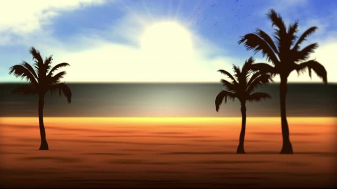 有棕榈树的春季/夏季海滩