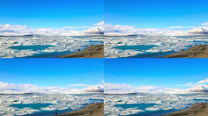 高清延时: 约克尔萨隆的冰山。冰岛