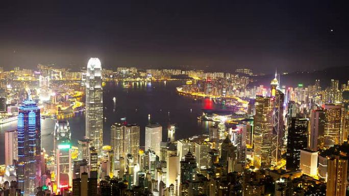天际线、写字楼和香港现代城地标。延时。