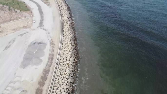 防浪堤，海堤航拍