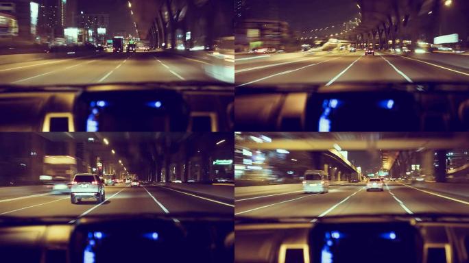 夜间驾驶延时路上行驶的速度感