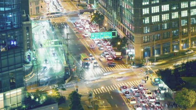 多重曝光-纽约交通，动作模糊。