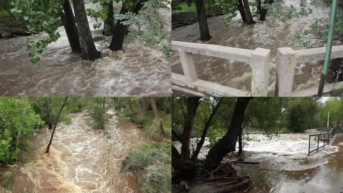 高清视频洪水熊溪咆哮着穿过莫里森科罗拉多州