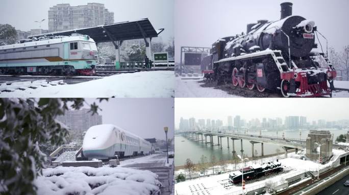 株洲地标火车头雪景