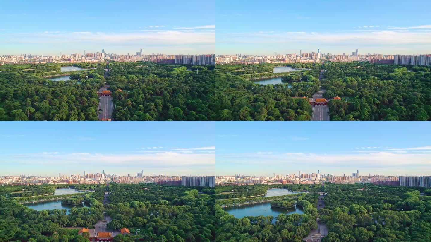 辽宁沈阳沈阳春夏季北陵公园城市风景航拍