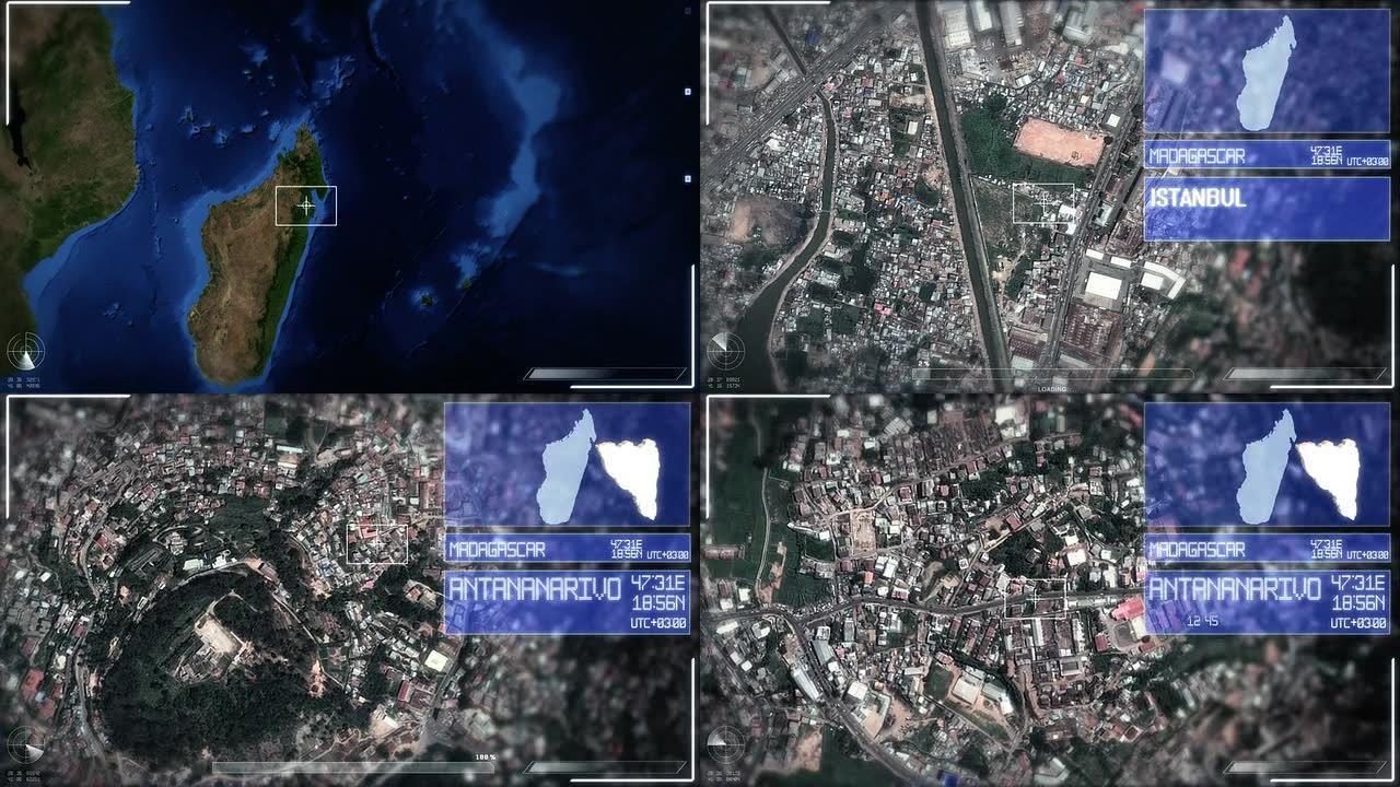 塔那那利佛的未来主义卫星图像视图