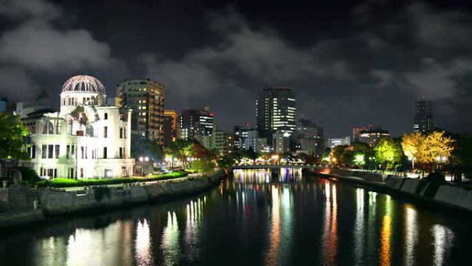 日本晚上的广岛