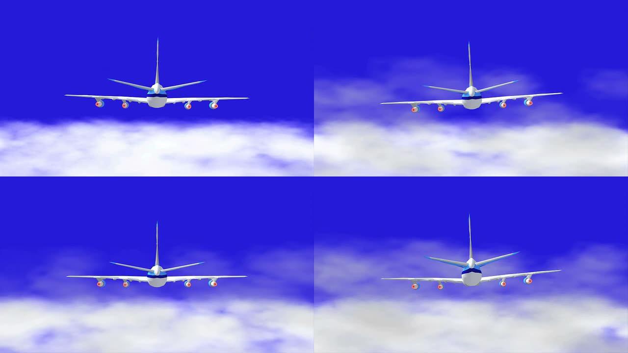 飞越云层的飞机客机C919航空