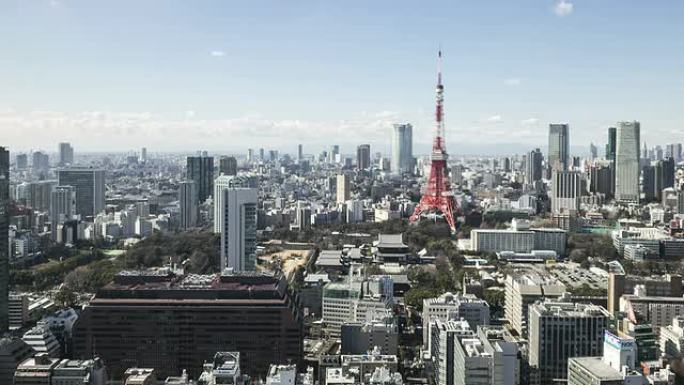 高清：延时俯视摩天大楼日本东京市缩小效果