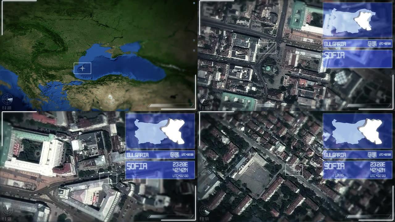 索菲亚的未来主义卫星图像视图