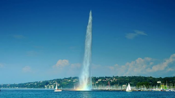 日内瓦湖和彩虹的大喷泉
