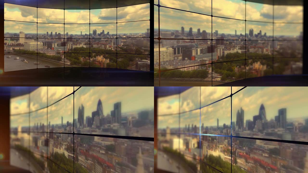 伦敦天际视频墙。高清