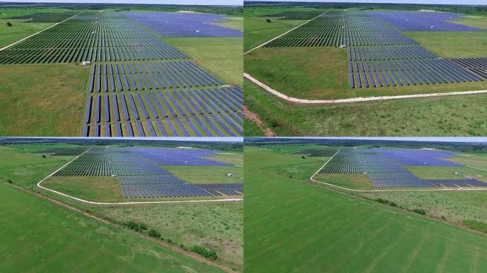 前瞻性创新飞越太阳能电池板农场备份或远离发电厂