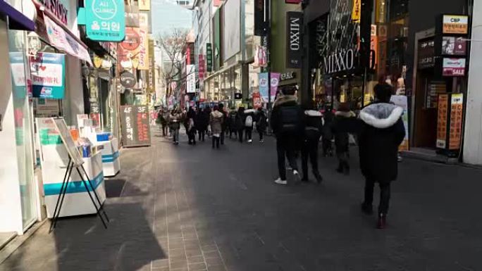 韩国首尔明洞街4k延时通勤者