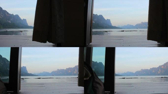 湖边豪华客房窗外的山远山湖边酒店